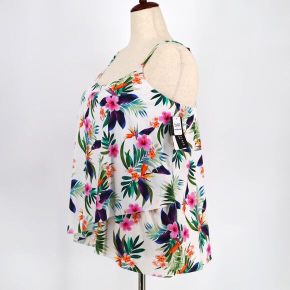 Island Escape Women White Tropical Capetown Underwire Swim Tankini Top Size 18W - Picture 2 of 4